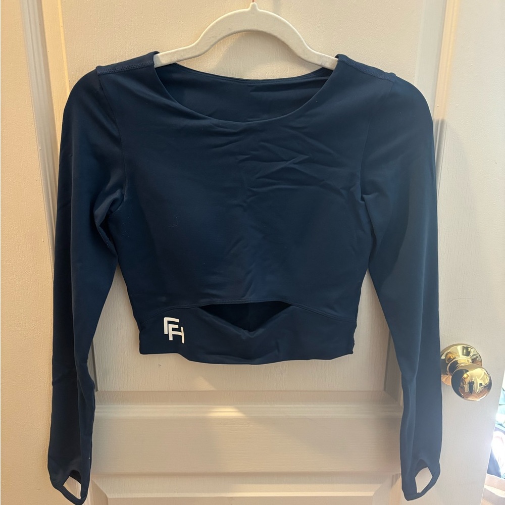First Health Flex Cropped Long Sleeve - Navy Blue Size S